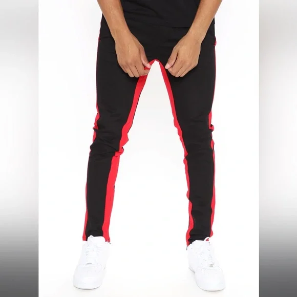 Travis Twill Joggers Black and Red - Picture 2 of 6